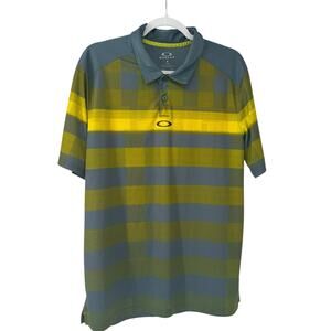 Oakley Blue Yellow Ombre Striped Polo Shirt Sz Large